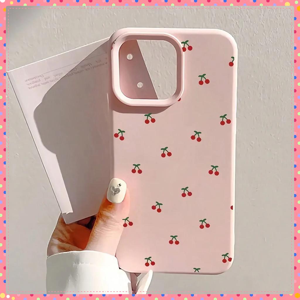 Милый Мультяшный Чехол с Вишней для iPhone 17 16E 16 15 14 13 12 11 Pro Max 7 8 Plus X XR Мягкий Силиконовый Защитный Чехол для Телефона
