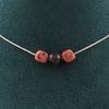 Stones and Minerals. 3-pearl Rhodochrosite Necklace from Brazil Stainless Steel Chain Necklace for Women and Men. Custom Size