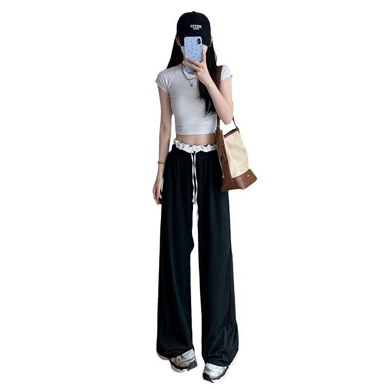 Белые кружевные брюки-палаццо Женские Новые летние облегающие брюки прямого кроя Свободный дизайн Повседневные брюки