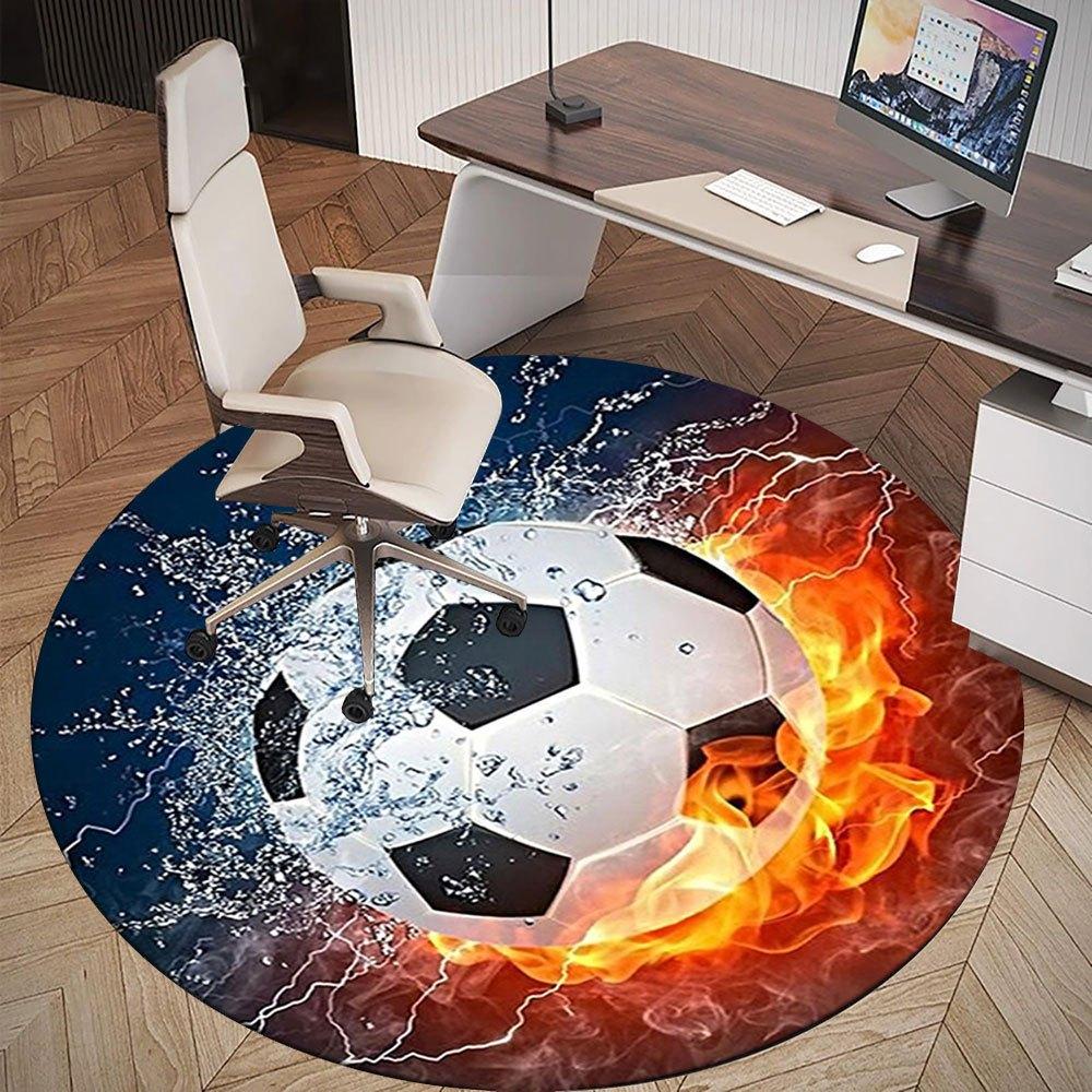 Flame & Water Soccer Ball - Unique Design for Sports EnthusiastsRound Non-Slip chair mat chair carpet for office Rugs for Office Decor Gift For Valent