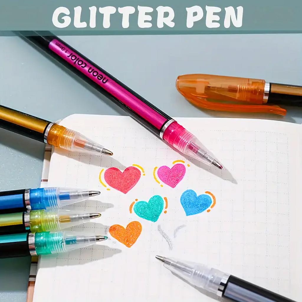 60pcs Multi-Color Pen Set - Glitter, Metallic, Neon, Pastel & Classic Shades - Water-Based Gel Pens for Writing, Drawing