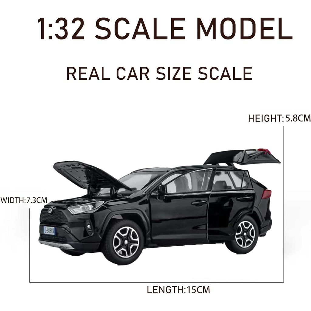 1/32 модель автомобиля Toyota RAV4, игрушечная машинка из сплава, литая под давлением Коллекционная модель со светом и звуком, игрушечный автомобиль для мальчиков, детский подарочный автомобиль