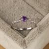Sterling Silver Light Luxury Style Amethyst Zirconia Women's Ring In Europe and America Simple Fashion Gem Temperament Ring