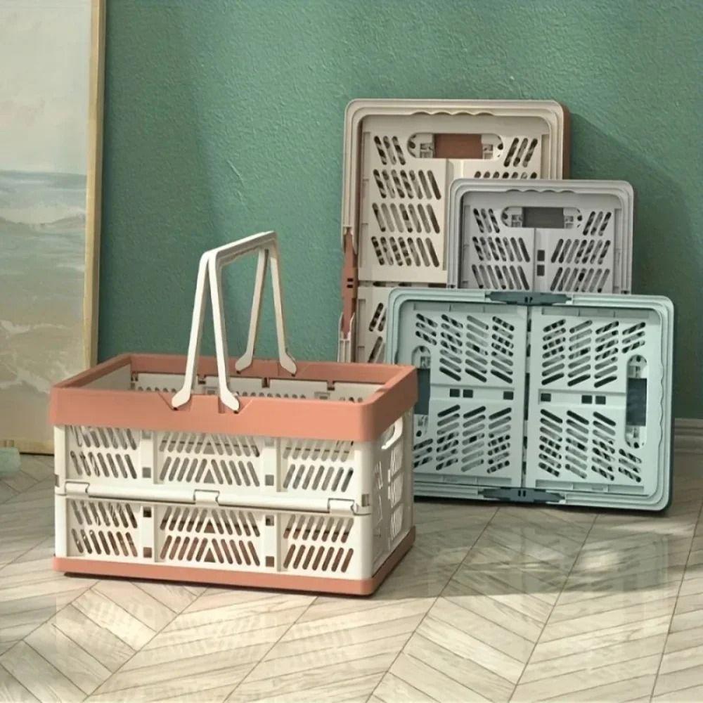 with Handle Outdoor Picnic Basket Plastic Camping Storage Basket  For Kitchen and Camping