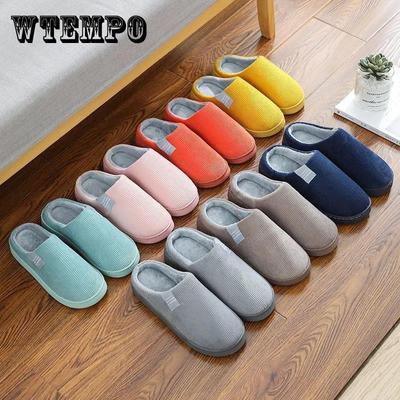 Женские осенние и зимние хлопковые тапочки, домашняя нескользящая теплая обувь с мягкой подошвой, простая плюшевая половинка со шваброй для пола