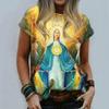 Ladies T Shirt Virgin Mary Casual Harajuku O Neck Tshirt Women Jesus Religious Cartoon 3d Print Top Female Clothes Fashion Shirt