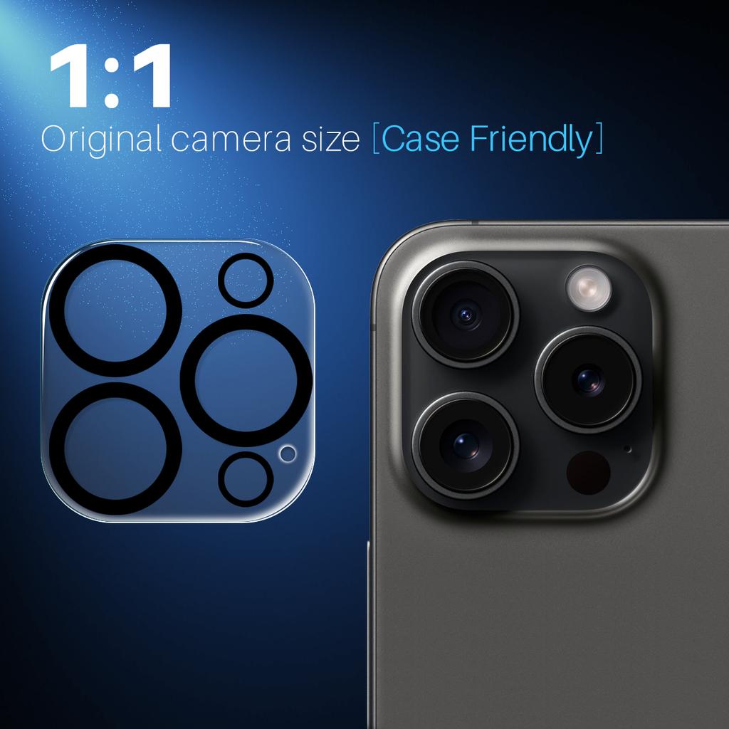 NORTHJO For iPhone 15 Pro/15 Pro Max Black Circles Camera Lens Protector Tempered Glass HD Clear 3D Full Coverage