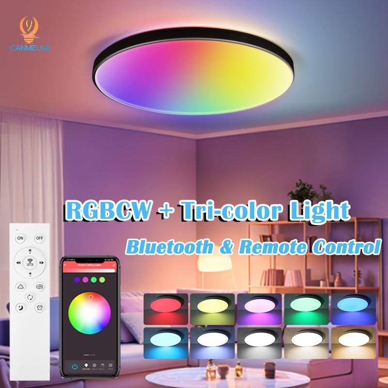 30 Вт 40 Вт 50 Вт Гостиная Кухня Спальня Современные Трехцветные Лампы Диммируемый Потолочный Светильник Пульт Дистанционного Управления Светодиодная Потолочная Лампа