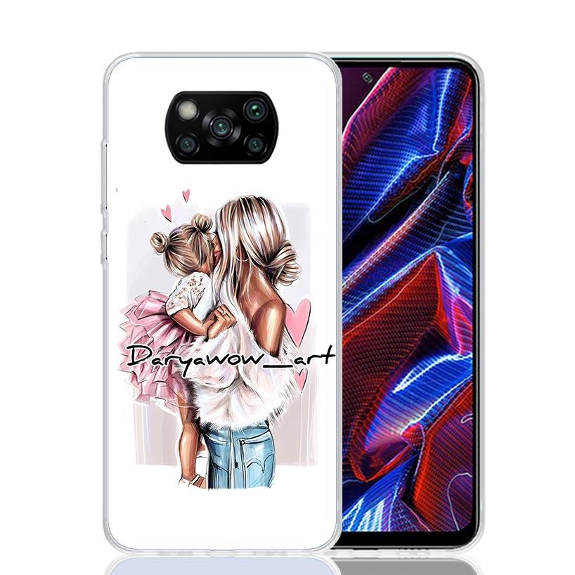 Mom Baby Girls Case Phone Cover for Xiaomi Redmi Note 10 9 9S 8 8T 7 5 Pro Mi 12T 11T 10T 9T 12 11 Lite A3 A2 Trend Fundas Mi 11
