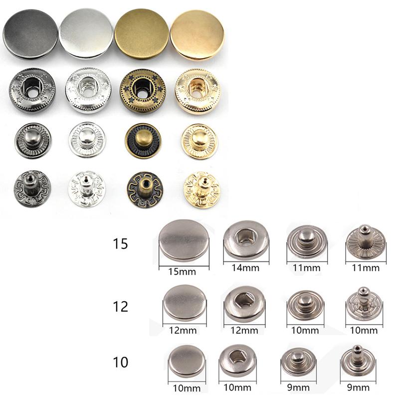 25 Компл./Упак. 10/12/15мм Металлические Кнопки-Кнопки Швейная Пуговица Кнопка-Застежка + 2шт Инструменты + 1шт Основание для Шитья Кожаное Ремесло Одежда Сумки