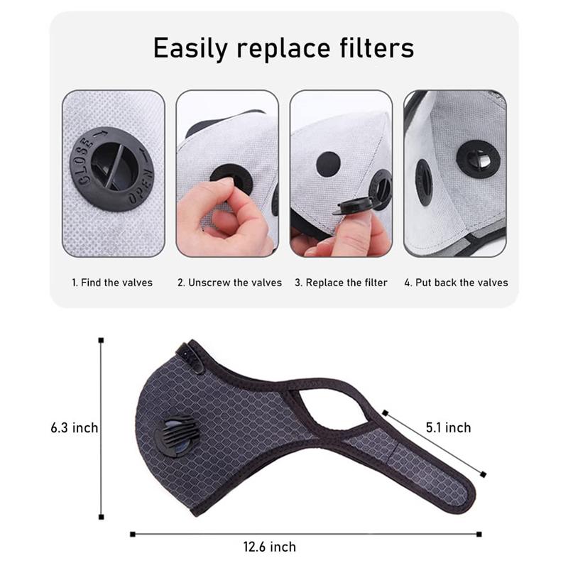 Балаклава Маски Маска для лица с респиратором для мужчин женщин Пылезащитная Фильтрующая Мотоциклетная Маска для рта Многоразовая Спортивная маска