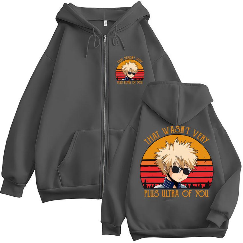 Anime My Hero Academia Katsuki Bakugo Zip Up Hoodies Men Women Harajuku Vintage Manga Sweatshirt Oversized Jackets