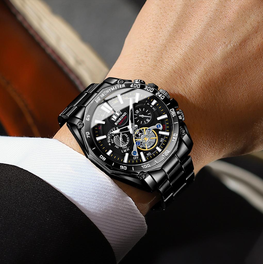 BINBOND Original Brand Luxury Quartz Watches For Men Luminous Waterproof Auto Date Precise Durable Men's Watch Reloj