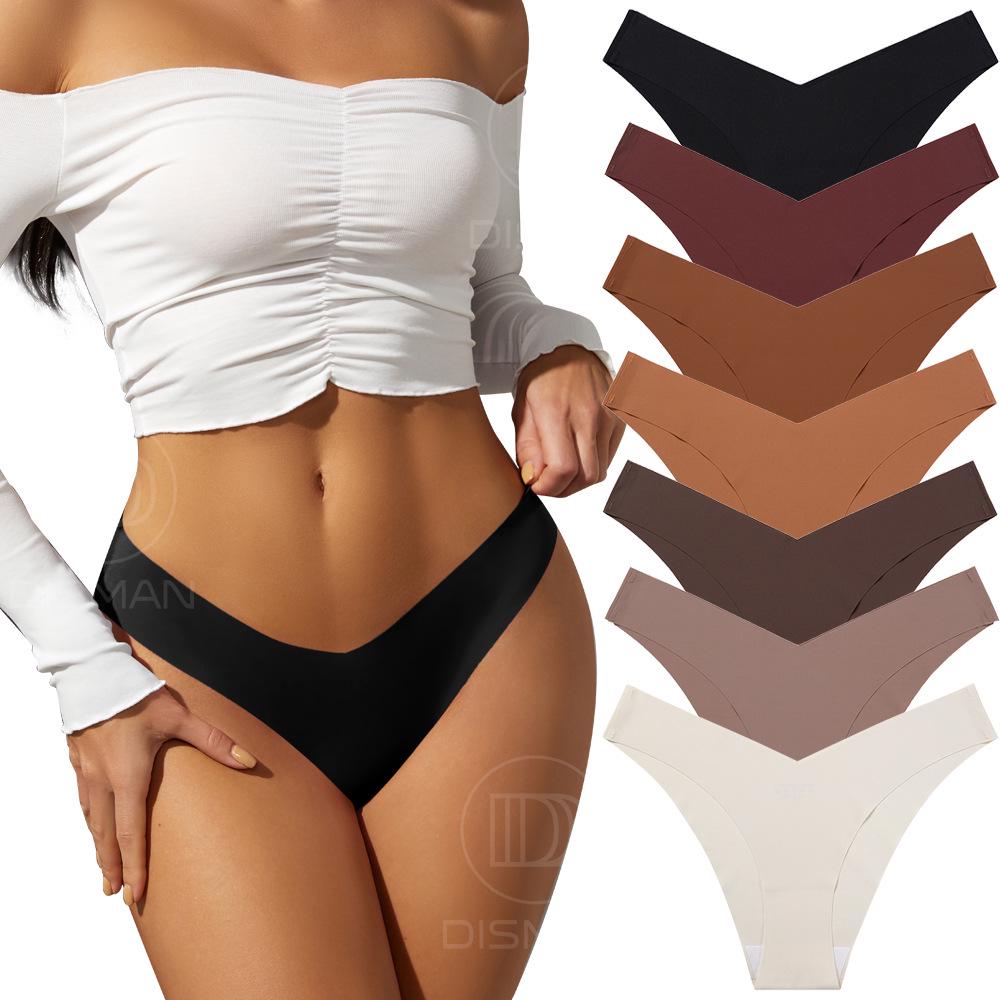 Plus Size Ice Silk Seamless Maternity V-Neck Low Waist One-Piece Sport Breathable Brazilian Panties