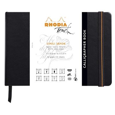 Скетчбук Rhodia Touch, Книга для каллиграфии, A5 Горизонтальный (Натуральная бумага, Однотонная, Плотность бумаги 250 г/м², 64 страницы) RHODIA Touch cf116124