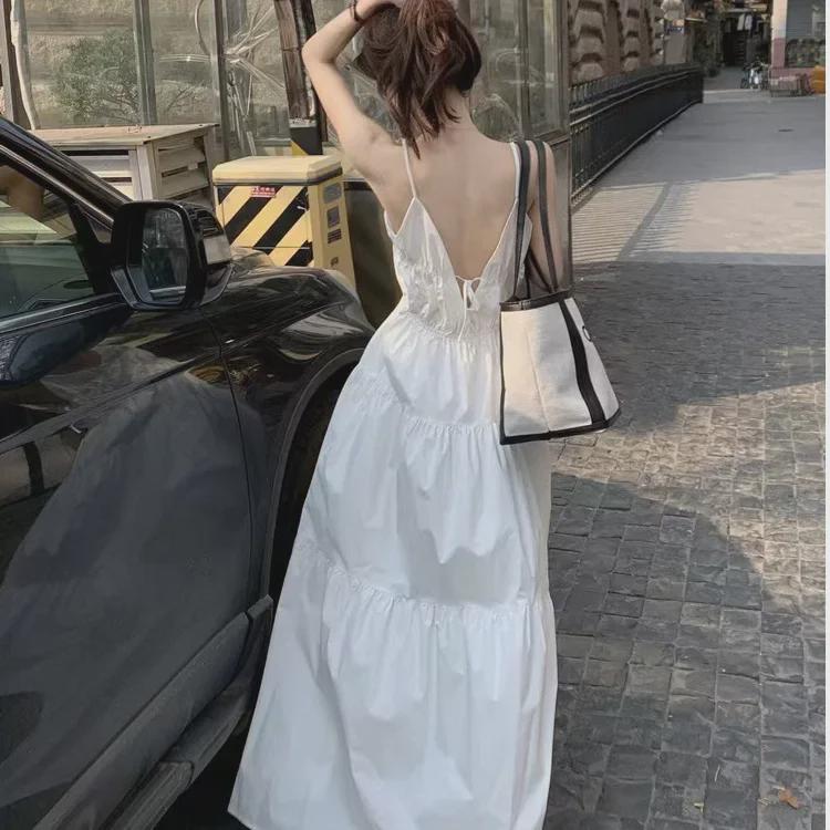 Белоснежный сарафан-море в французском стиле Fairy Seaside - женское облегающее, элегантное летнее макси-платье