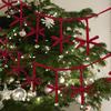 Christmas Velvet Bow Banner Christmas Tree Bells Red Pre-Strung Ornaments Christmas Vintage Velvet Bow Decoration