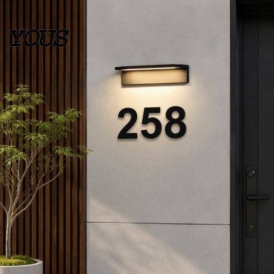 Large Floating Number Sign 3D House for Outside, Modern 0-9 Address Numbers, Apartment Door Signs Weather-proof Metal Door, Mailbox, Wall, Yard