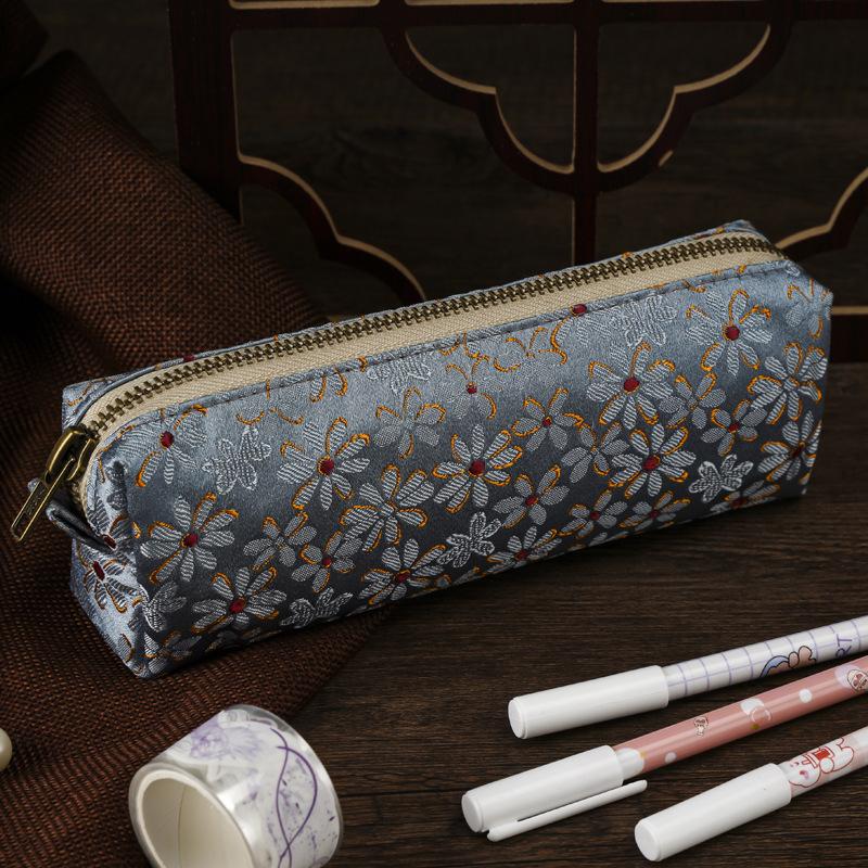 Чехол для карандашей с вышивкой в китайском стиле, портативный пенал для канцелярских принадлежностей, сумка для ручек, роскошная косметичка, большая вместимость, косметичка
