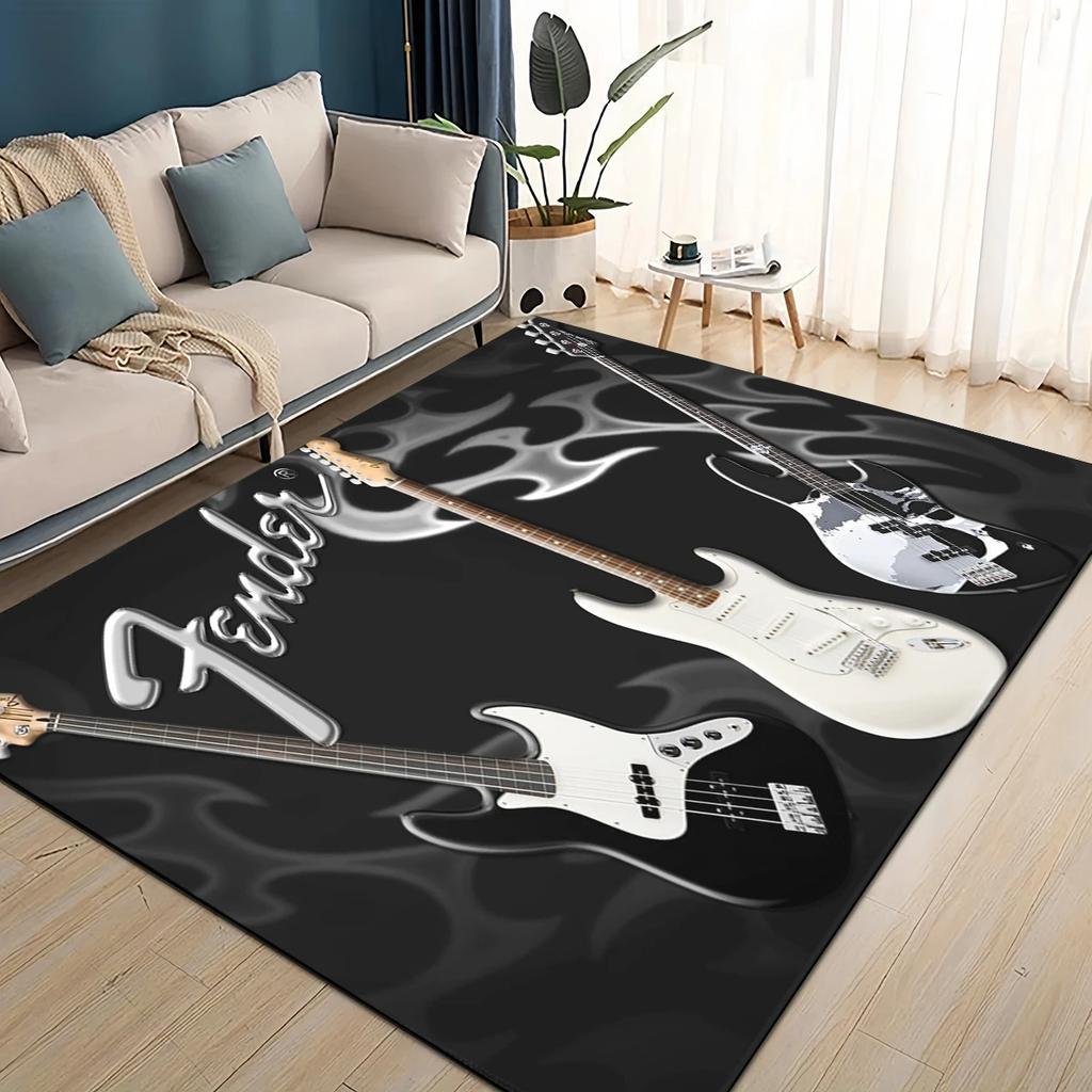 3D Ретро лого Fender Гитарные Инструменты Музыка Ковер Коврик для Гостиной Спальни Дома Декорация Дивана, Детский Нескользящий Напольный Коврик