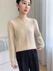 35% Cashmere Women's Round Neck Cable Knit Sweater - Autumn/Winter Pullover