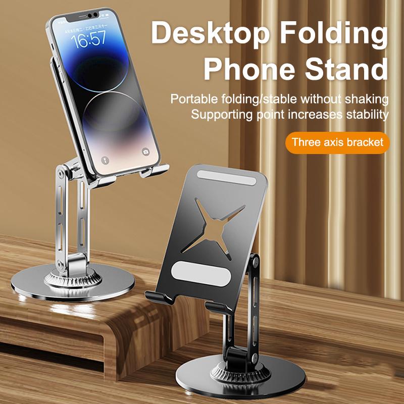 Вращение на 360 градусов Алюминиевый сплав Складная настольная подставка для телефона Настольный ленивый держатель для планшета Подставка-крепление для iPhone iPad Xiaomi Samsung