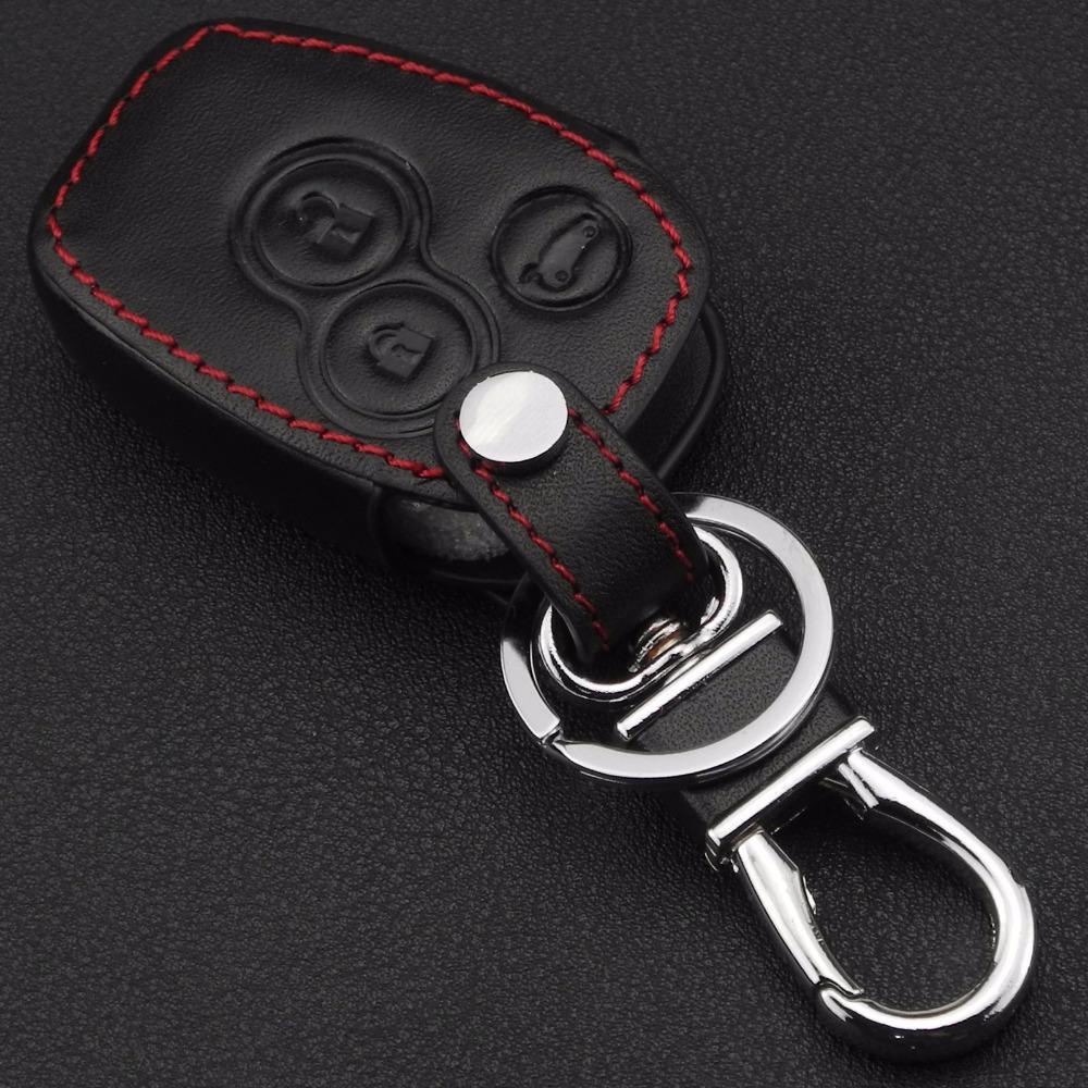 Jingyuqin Remote 3 Buttons Leather Car Key Cover Fob Case Holder For Renault Clio Kangoo Megane Master