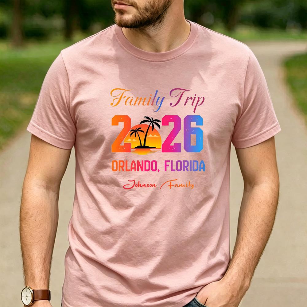 Summer Beach Vacation Streetwear Graphic T Shirt 2026 Orlando Florida Family Trip Print Unisex Fit Cotton Casual Outdoor Tee