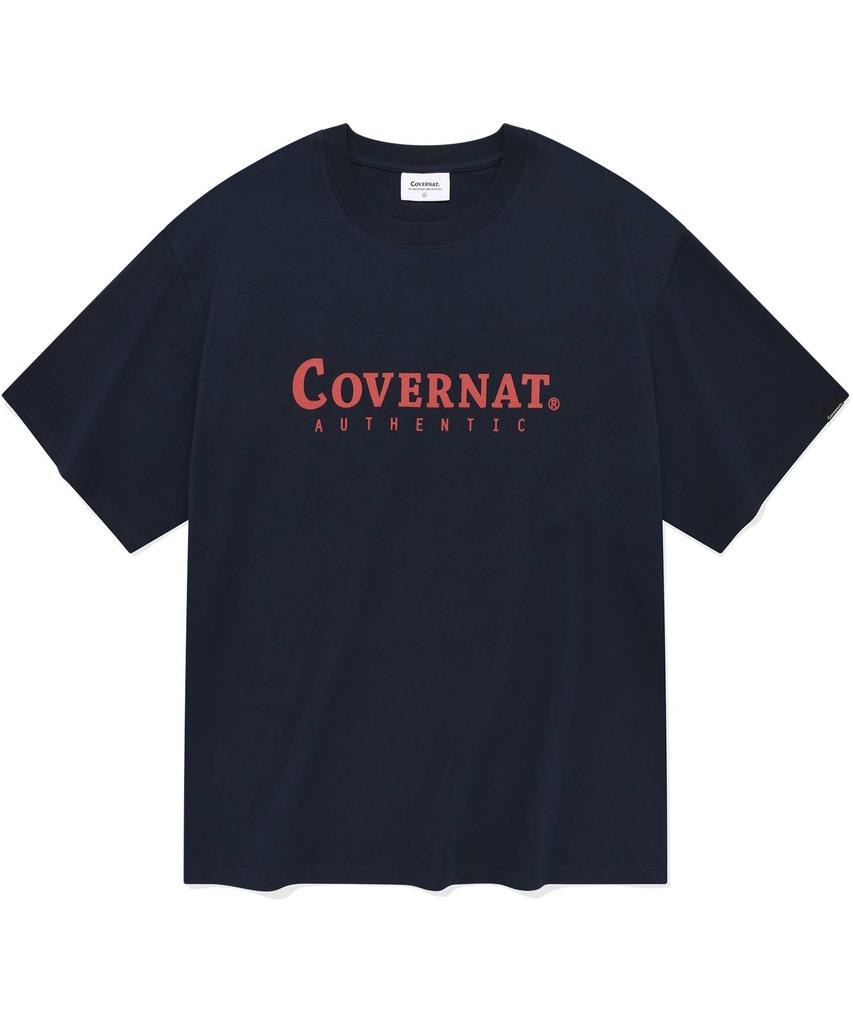 COVERNAT Оригинальная футболка с логотипом, темно-синяя