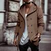 Men Windbreaker Coat Hooded Long Sleeve Solid Color Double-Breasted Jacket with Pockets Autumn Winter Outerwear