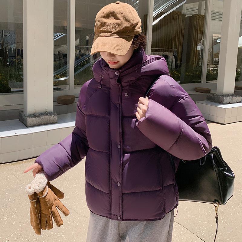 Зимняя новинка 2025 года, короткие универсальные модные свободные женские куртки с хлопковой подкладкой в корейском стиле с капюшоном, тонкие куртки с хлопковой подкладкой
