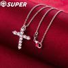 925 Sterling Silver AAA Zircon Cross Pendant Necklace Jewelry