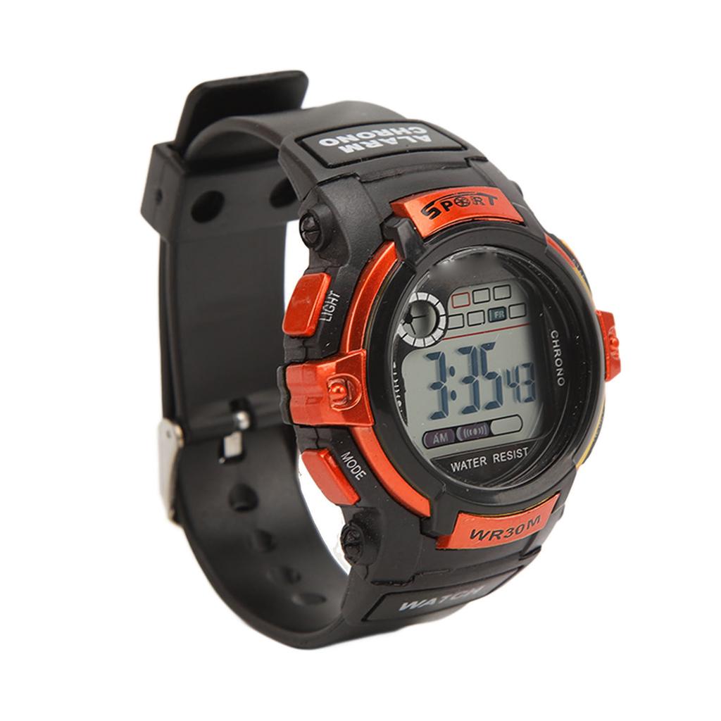 Спортивные часы цифровые ЖК-электронные часы светящиеся мужские часы для активного отдыха оранжевые