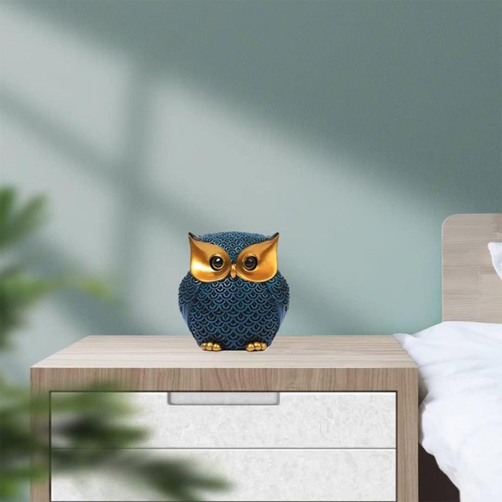 Owl Figurines Home Decor Accents Cute Small Animal Sculptures Vintage Owl Figurines for Bookshelf Bedroom Living Room