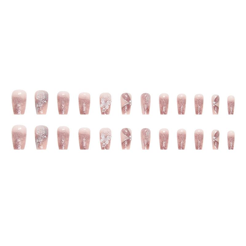 Искусственные ногти Фея Фэнтези Фиолетовый Блум Носимые ногти Хрустальная бабочка Камелия Изделия для дизайна ногтей Балетные ногти