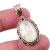 Natural Aquamarine Gemstone 925 Solid Sterling Silver TwoTone Pendant 1.50" U6m08