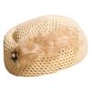 French Hollow Out Beret Ethnic Women Knit Fabric Cap Fashion Floral Painter hat  Leisure