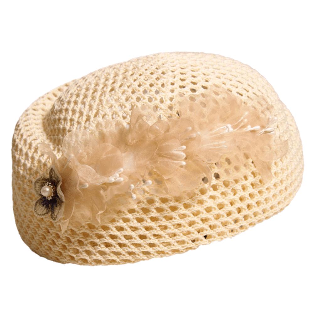 French Hollow Out Beret Ethnic Women Knit Fabric Cap Fashion Floral Painter hat Leisure
