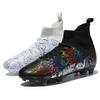 Plus Size Football Boots Man's High Ankle Outdoor Lawn Sneakers Cleats Long Spikes Teenager Soccer Shoes for Kids