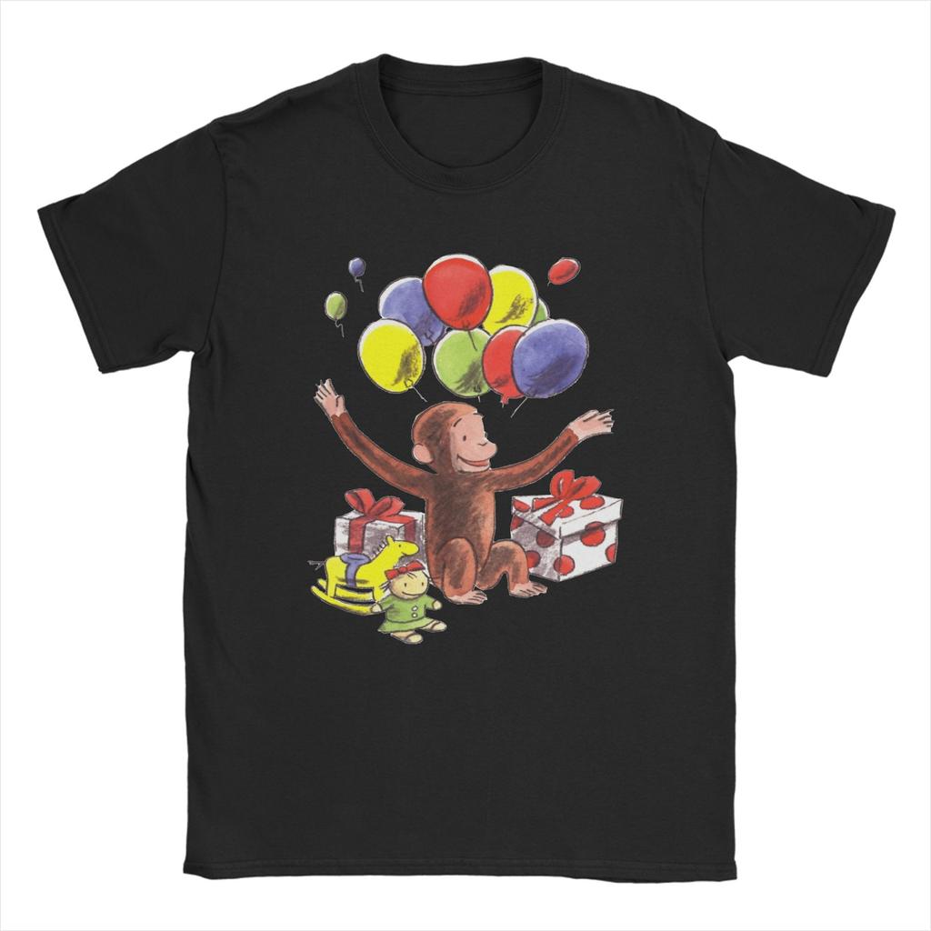 Cartoon Banana Cute Brown Monkey T Shirt Cotton Fun T-Shirts Crewneck Curious George Tees Short Sleeve Clothes Plus Size