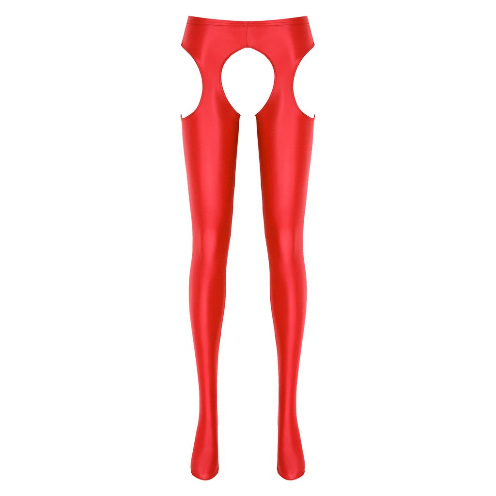 Женские колготки без ластовицы Блестящие колготки Дизайн со средней посадкой Стиль с вырезами Эластичный пояс Узкие леггинсы
