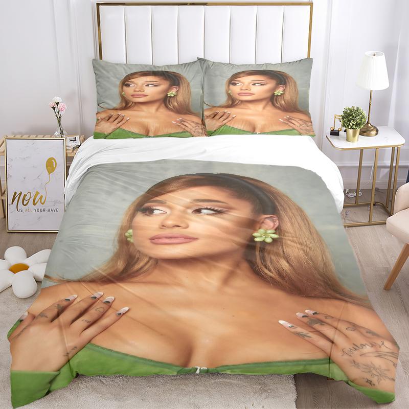 3Pcs Ariana Grande'S Green Elegance Bedding Sets For All Sizes New 3D Printed Bed Cover Comforter Duvet Cover Pillowcase Bedroom Decoration