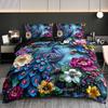 Peacock Floral Duvet Cover Set Breathable All-Season Animal Print Machine Washable With 2 Pillowcases For Home Dorm Decor