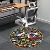 1pc Ornate Birds Carpet, Round Non Slip Durable Large Size Office Carpet, Suitable for Office