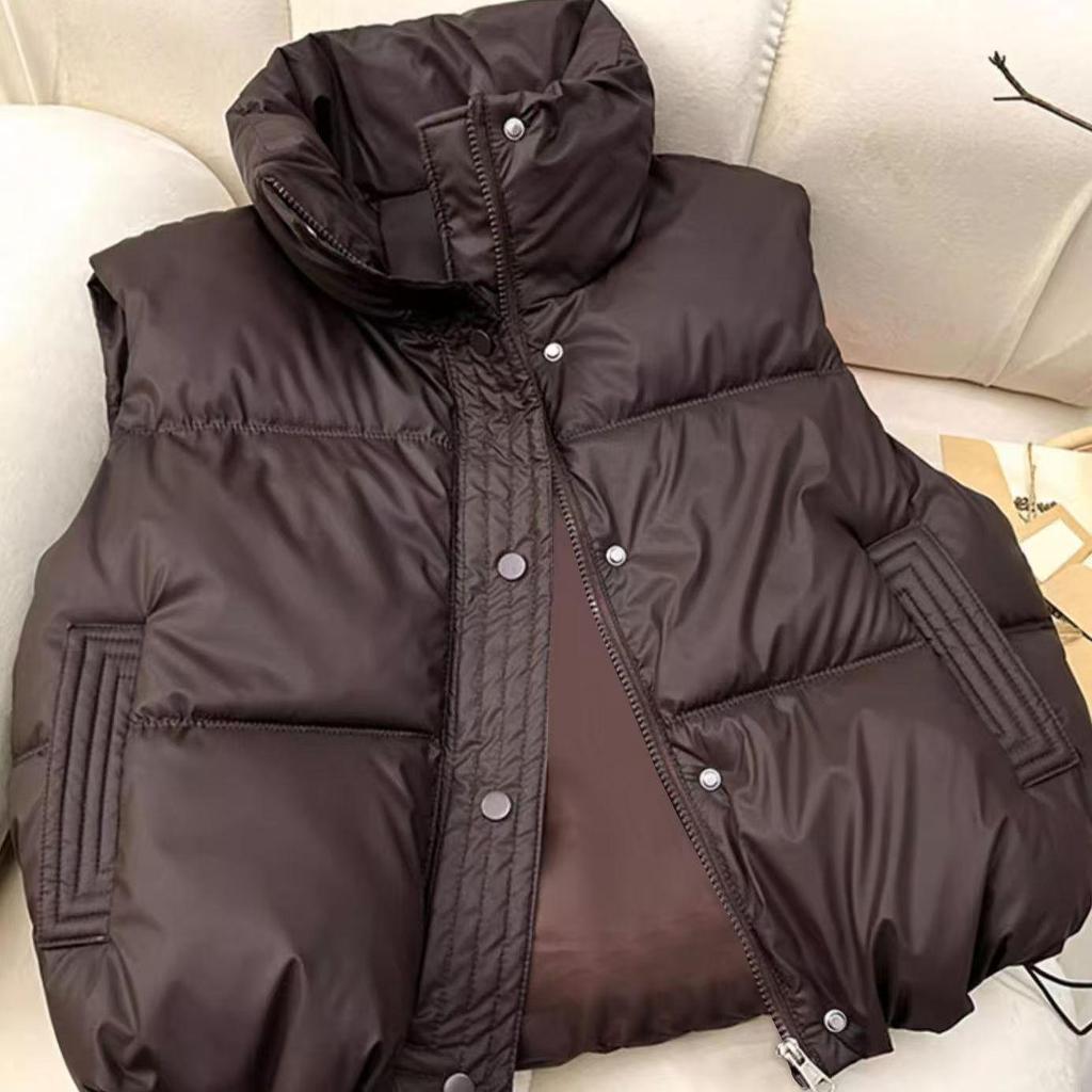 Осень/Зима 2025 Корейский Стиль Безрукавка Хлопковая Стойка Воротник