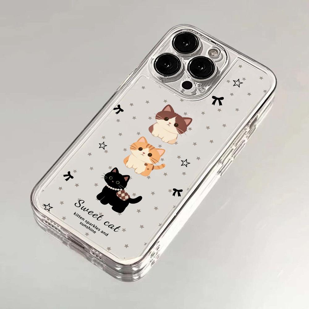 Прозрачный чехол для телефона из ТПУ 'Кошка и звезда', подходит для iPhone 17 16 15 14 13 12 11 Pro/Max/Plus, противоударная задняя крышка