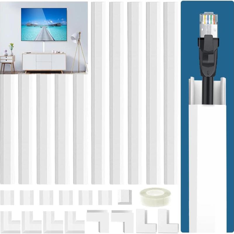 10Pcs 1 Set Wall Cord Cover Cable Concealer Complete Raceway Kit Wire Cables Hide Organizer