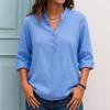 Autumn Winter Women's Blouses Casual V-neck Button Up Long Sleeved Women's Top Shirt
