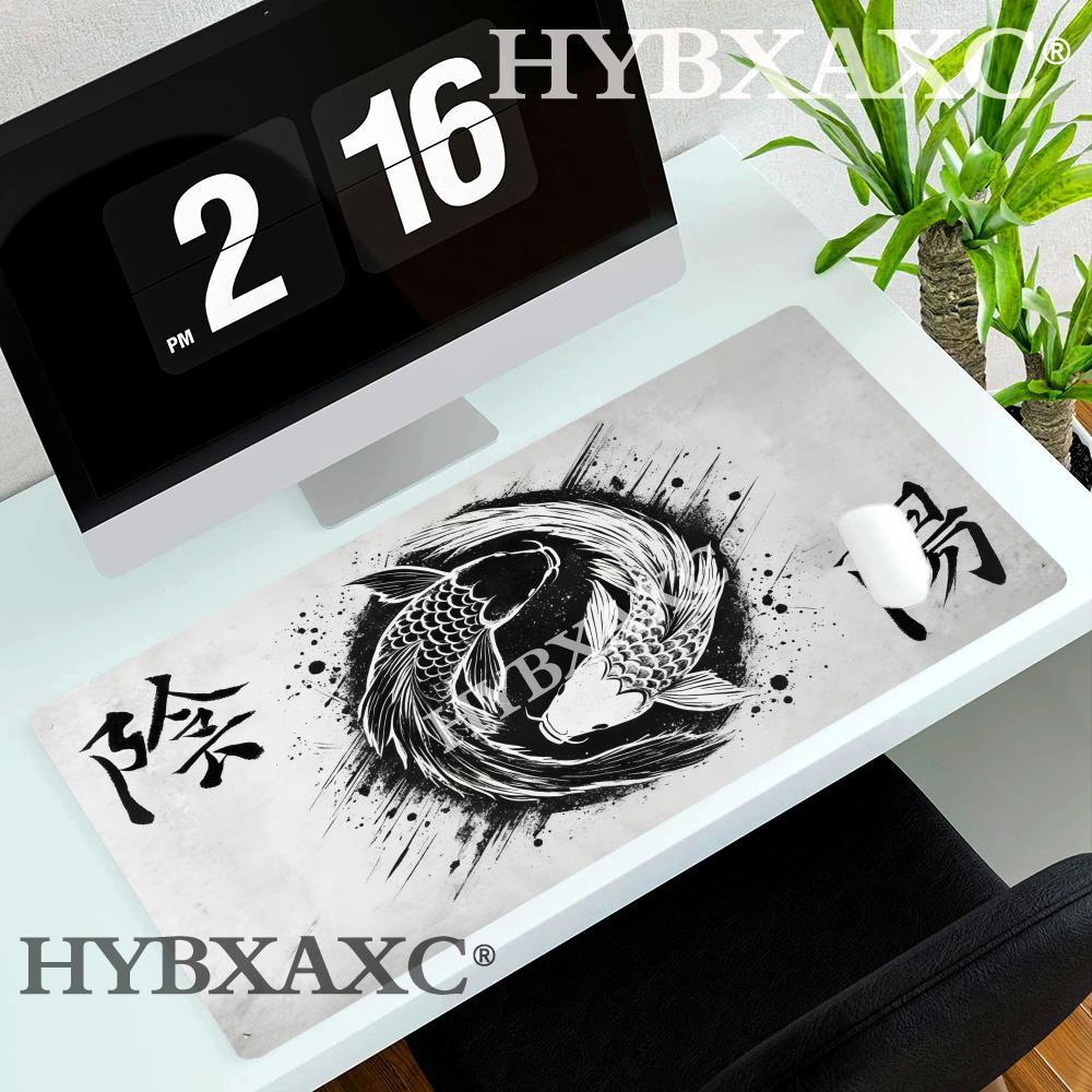 HYBXAXC Inkwash style koi pattern large office Mouse Pad rubber antislip Desk Mat pc accessories Gaming mat keypad expansion