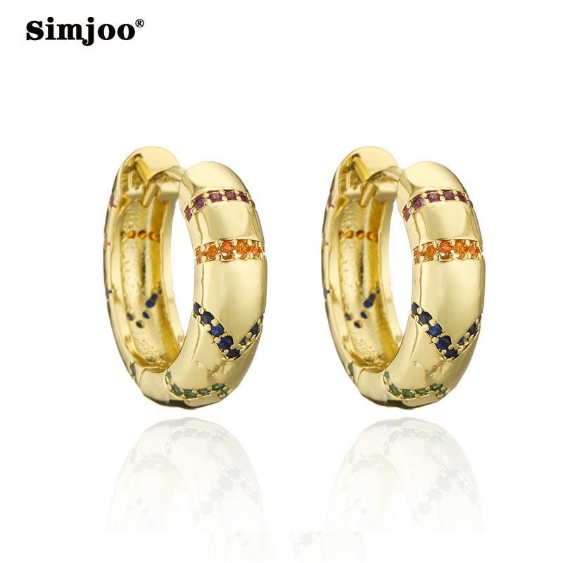 SIMJOO Модные серьги INS с цветным цирконом и серьгами геометрической формы